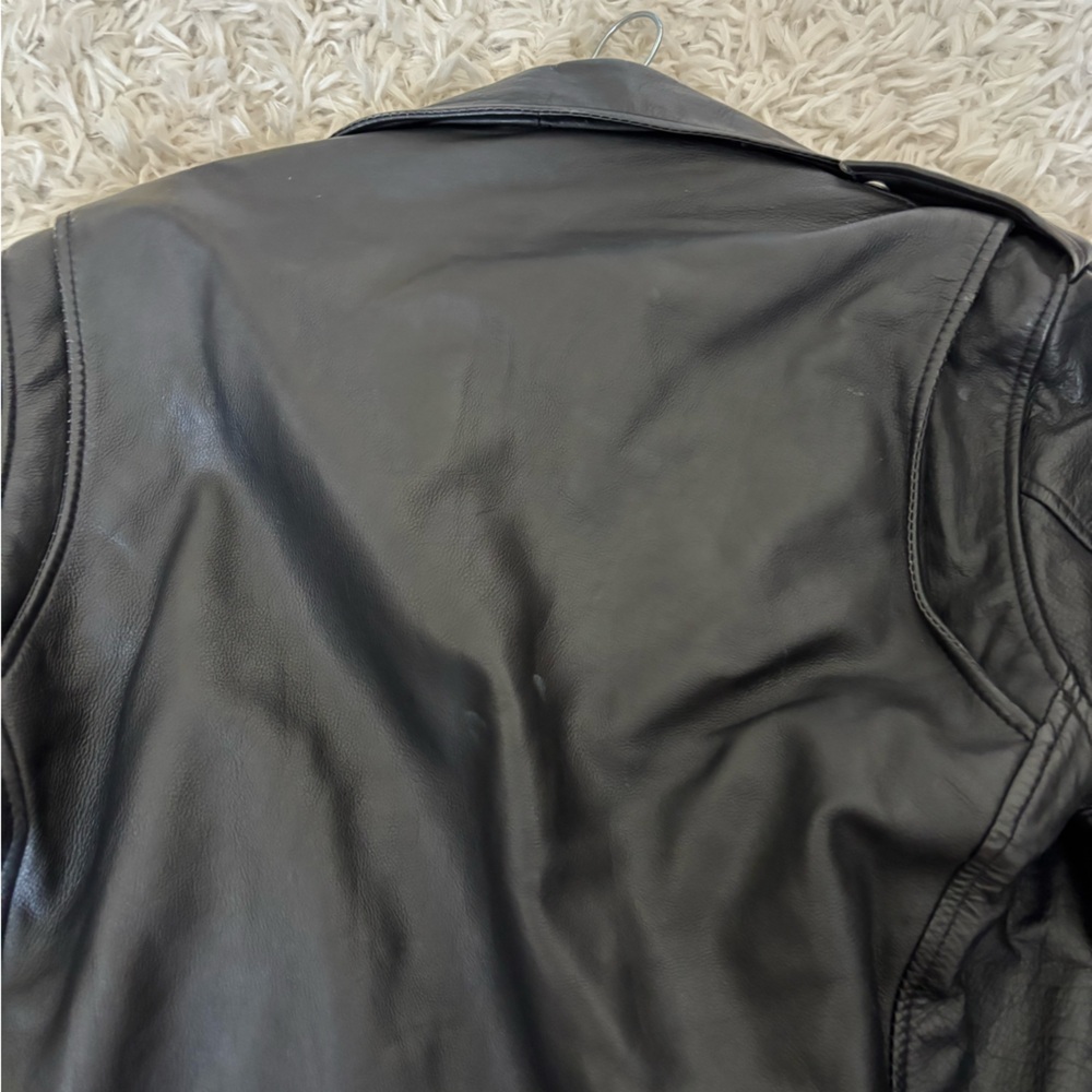 Authentic Black Leather Biker Jacket Unisex - Picture 5 of 7